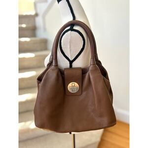 Kate Spade Turn Lock Chocolate Brown Leather Hobo Bag